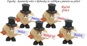 Keramické srdíčko se srdíčkem  v klobouku