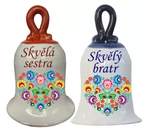 Zvonek s folklórním srdíčkem bratr, sestra