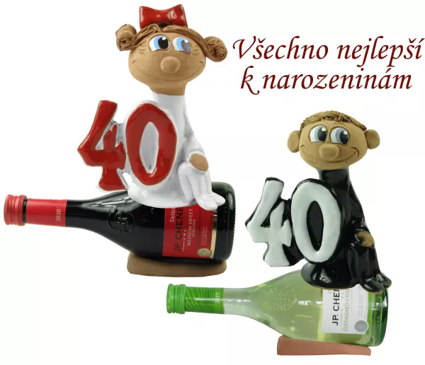 Figurka na víně k narozeninám s číslem 40