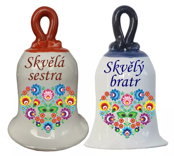 Zvonek s folklórním srdíčkem bratr, sestra